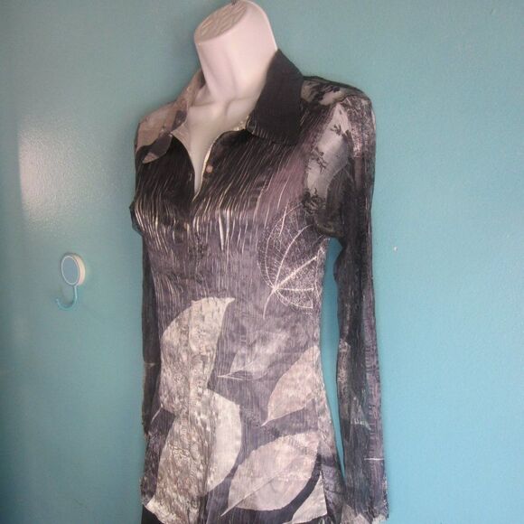 Komarov Womens Size M Button Up Blouse with Lace Up Back - Picture 6 of 14